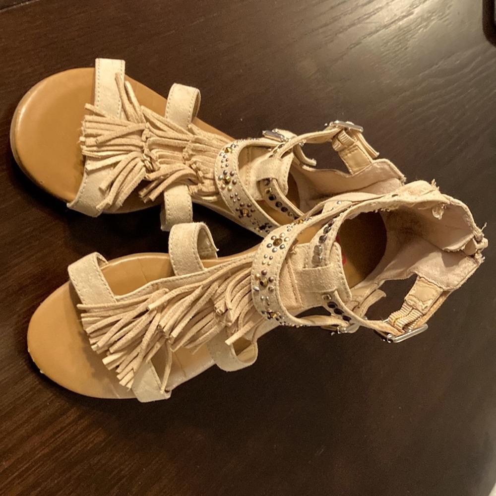 Gianni Bini Girls Gladiator Fringe Sandals.